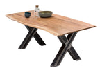 TABLES & CO Tisch 160x85 cm – Platte natur, Gestell used look, klar lackiert