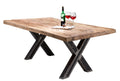 TABLES & CO Tisch 180x100 cm – Platte natur, Gestell used look, klar lackiert