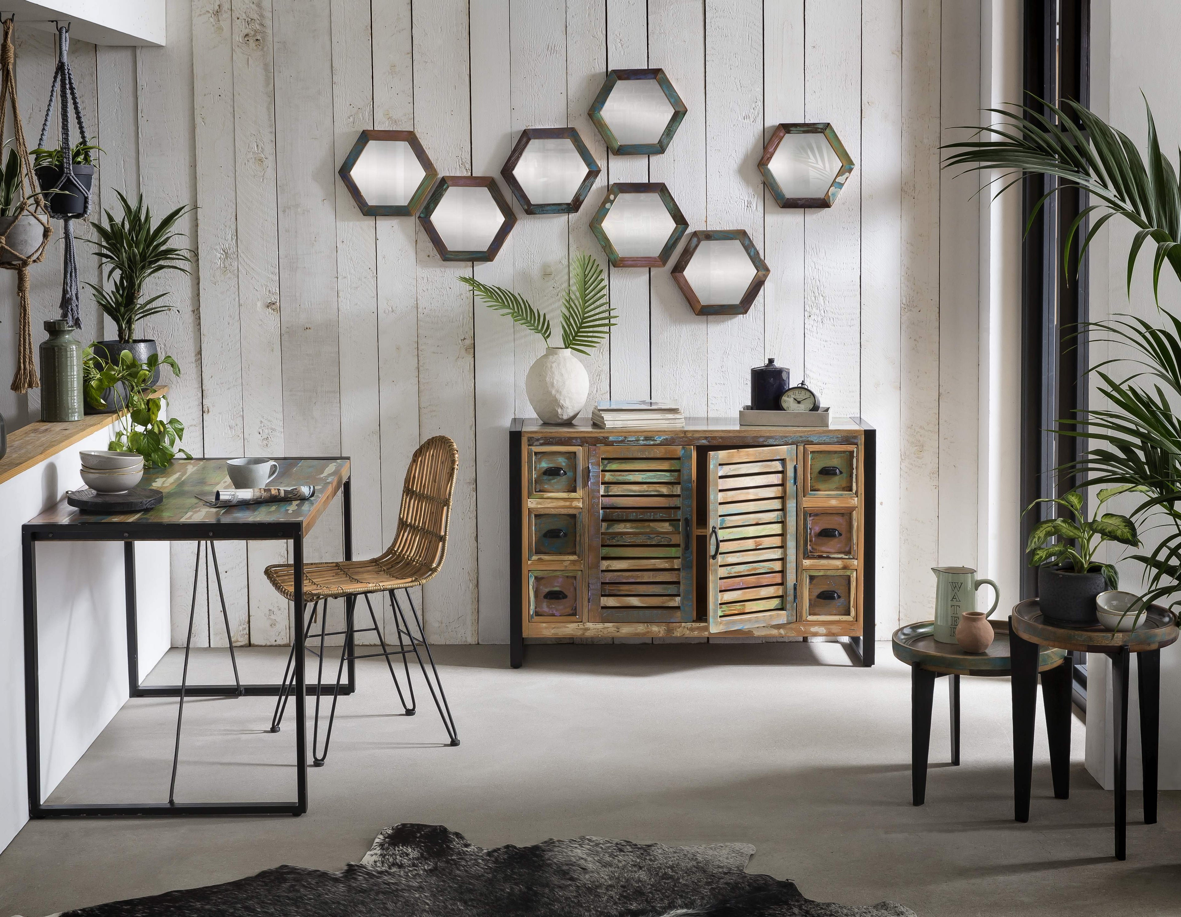 RATTAN Stuhl – Natur, Gestell antikschwarz – Bild 5