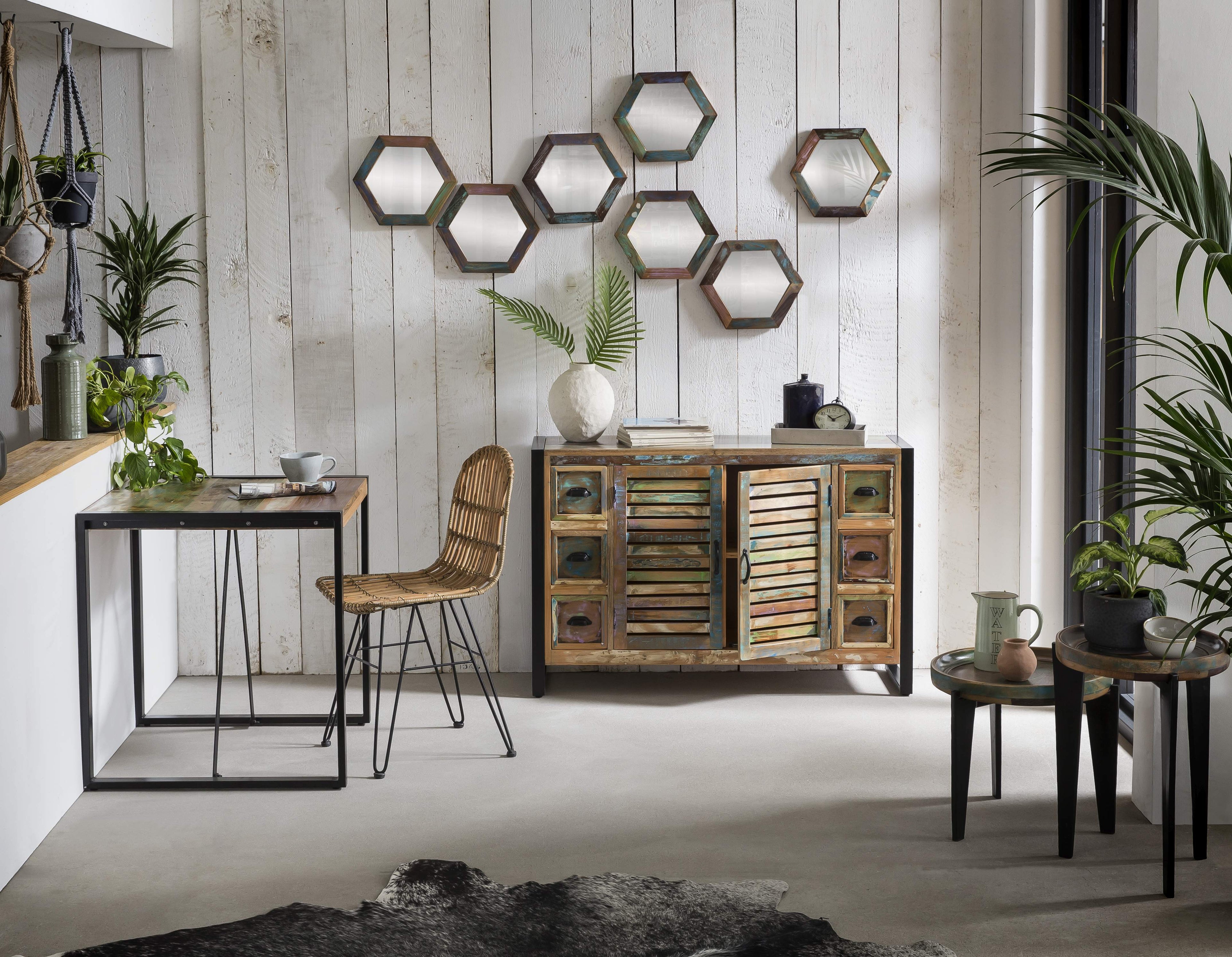 RATTAN Stuhl – Natur, Gestell antikschwarz – Bild 6