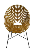RATTAN Stuhl – Natur, Gestell schwarz