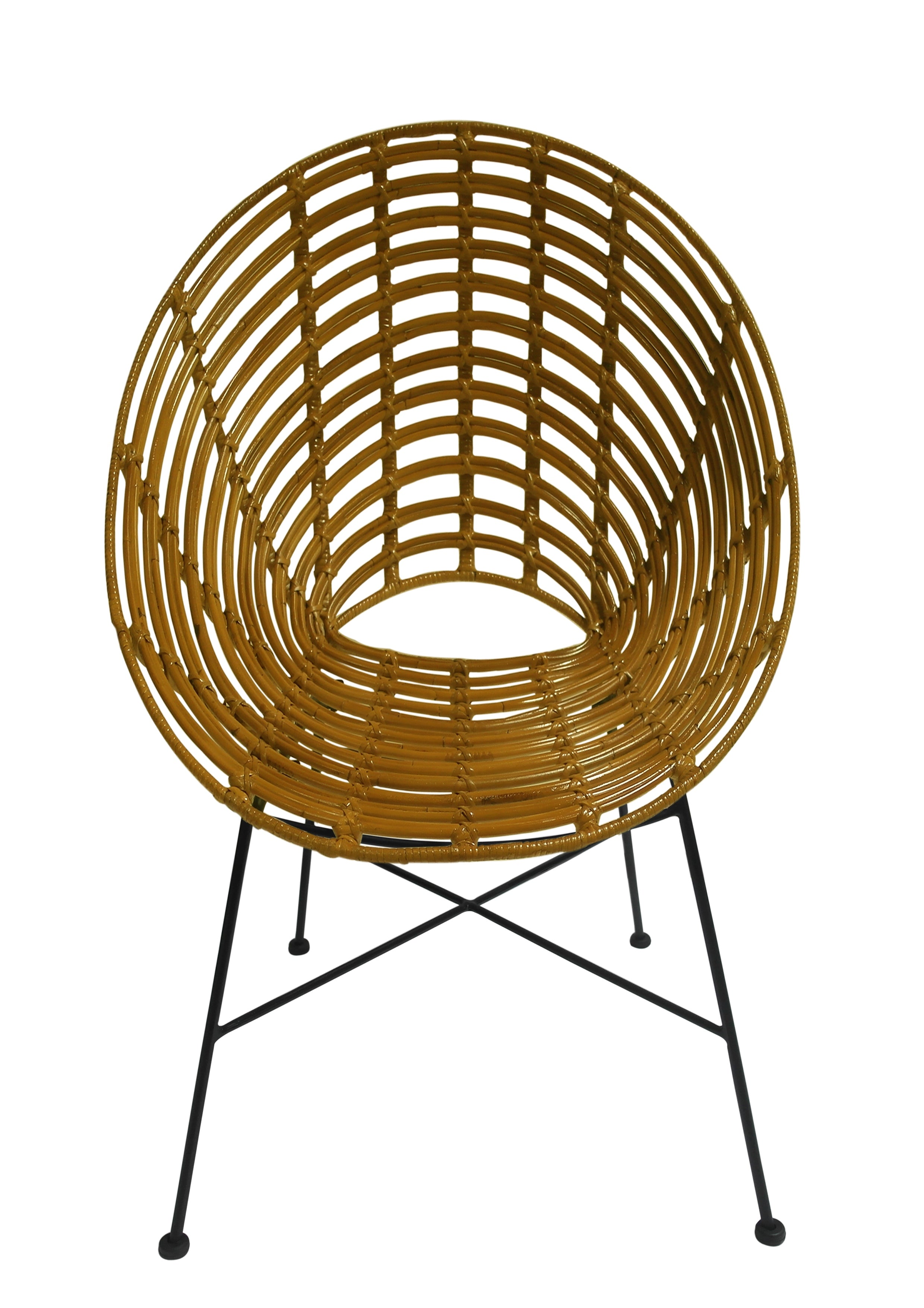 RATTAN Stuhl – Natur, Gestell schwarz