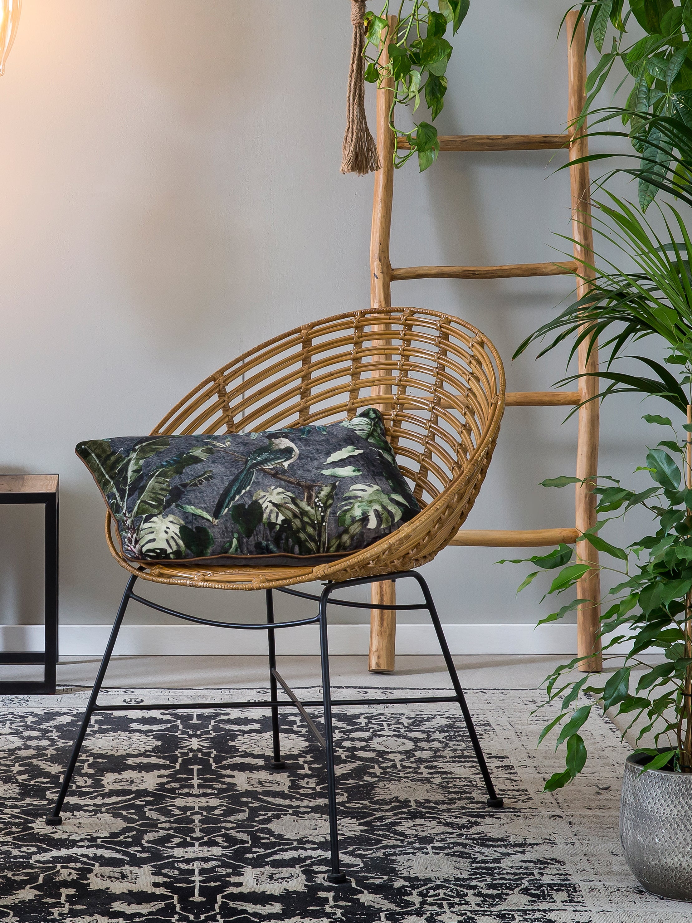 RATTAN Stuhl – Natur, Gestell schwarz – Bild 7