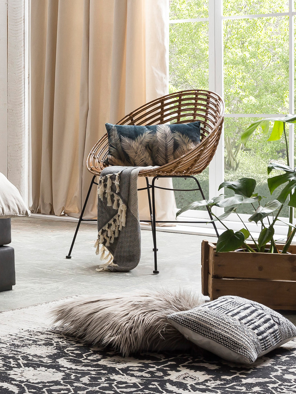 RATTAN Stuhl – Natur, Gestell schwarz – Bild 9