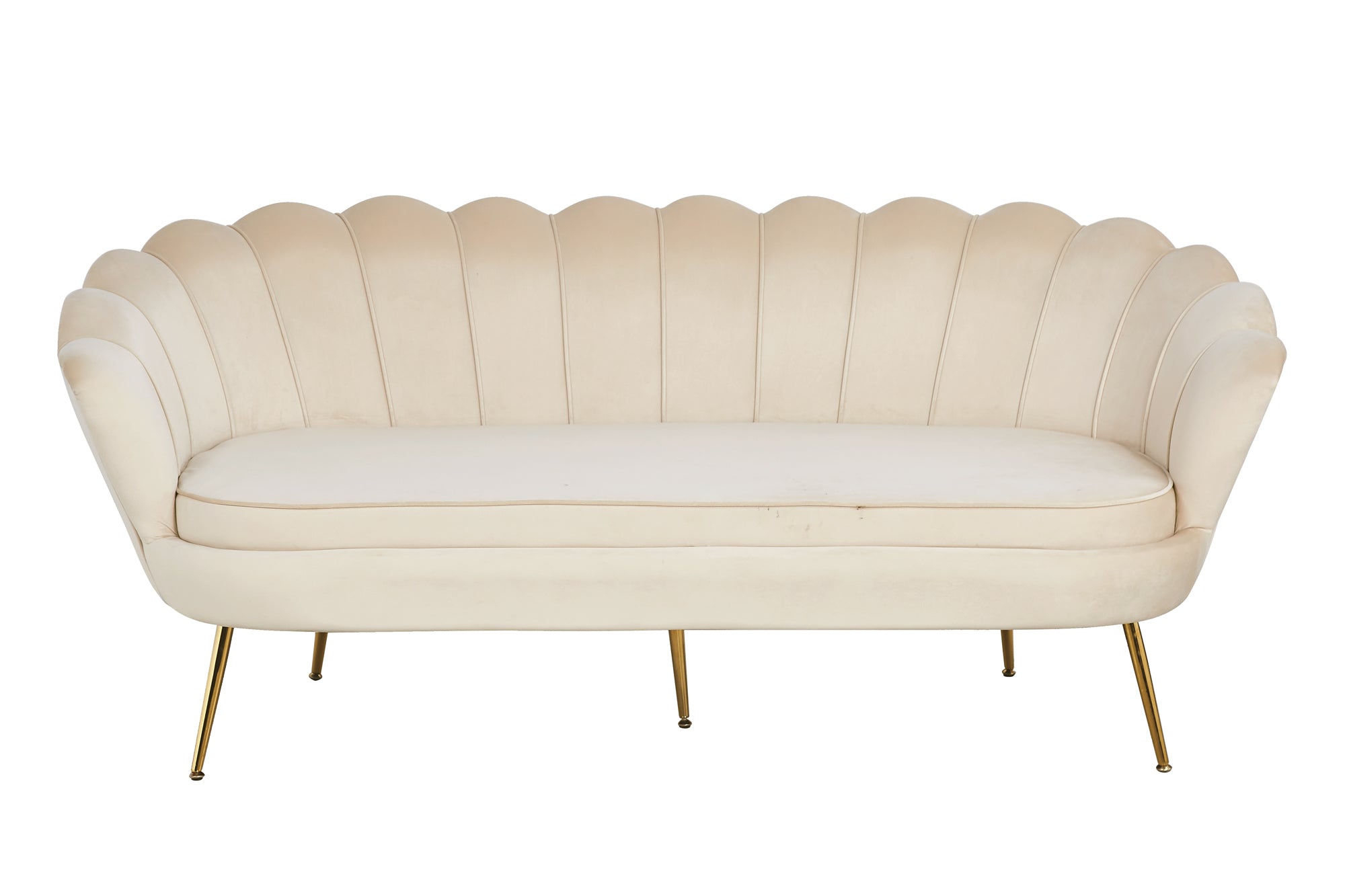 Sales Fever - Muschelsofa 3-Sitzer aus Samt Beige