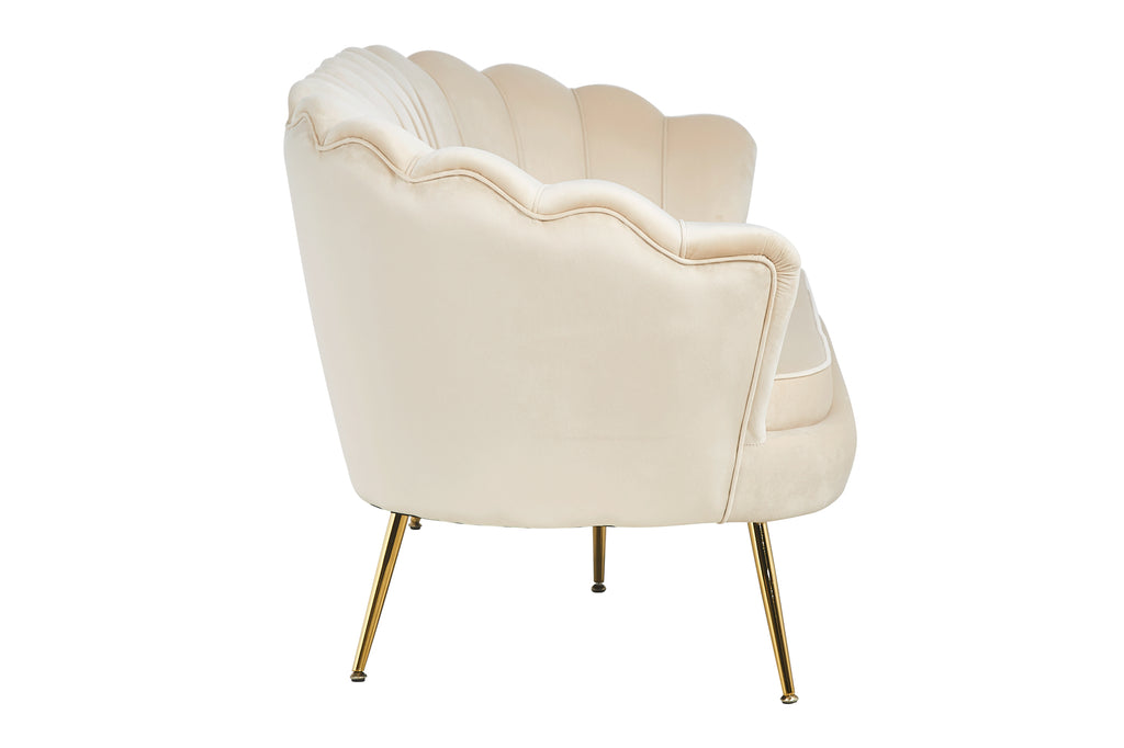 Sales Fever - Muschelsofa 3-Sitzer aus Samt Beige