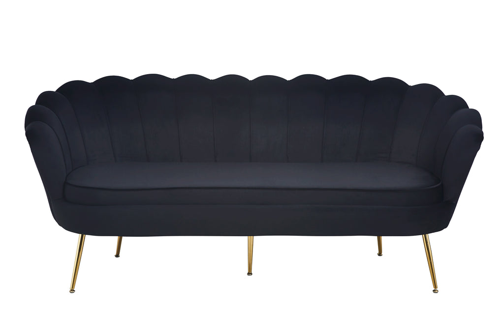 Sales Fever - Muschelsofa 3-Sitzer aus Samt Schwarz#