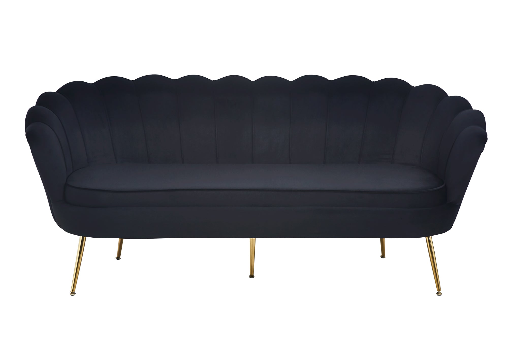 Sales Fever - Muschelsofa 3-Sitzer aus Samt Schwarz#