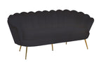Sales Fever - Muschelsofa 3-Sitzer aus Samt Schwarz#