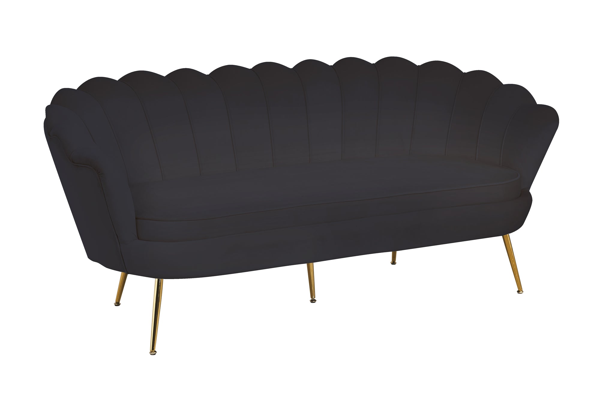 Sales Fever - Muschelsofa 3-Sitzer aus Samt Schwarz#