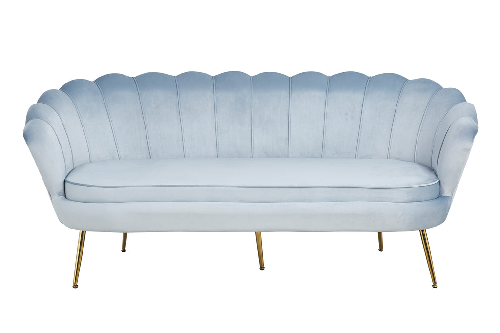 Sales Fever - Muschelsofa 3-Sitzer aus Samt Hellgrau#