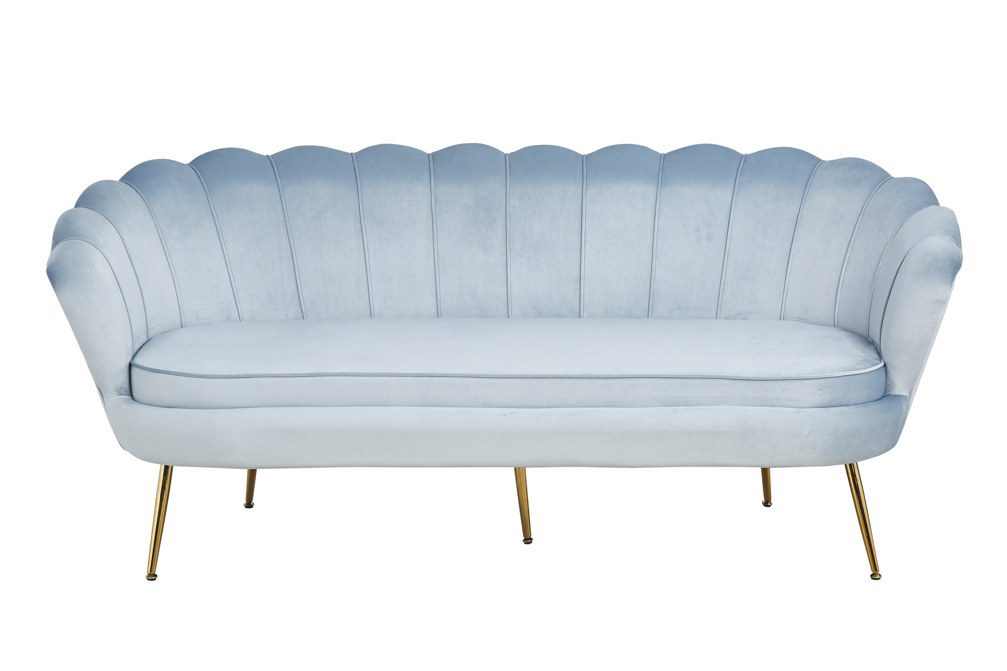 Sales Fever - Muschelsofa 3-Sitzer aus Samt Hellgrau#