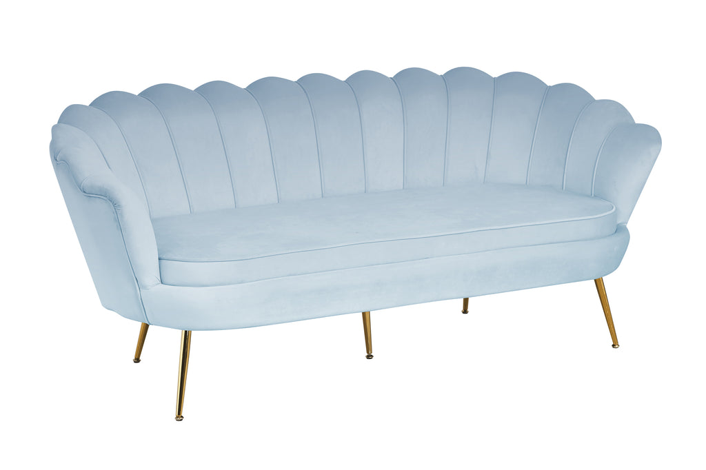 Sales Fever - Muschelsofa 3-Sitzer aus Samt Hellgrau#