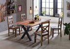 TABLES & CO Tisch 200x100 cm, Altholz bunt lackiert – Platte bunt, Gestell schwarz – Bild 3