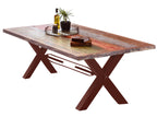 TABLES & CO Tisch 160x85 cm, Altholz bunt lackiert – Platte bunt, Gestell braun – Bild 4