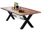 TABLES & CO Tisch 160x85 cm, Altholz bunt lackiert – Platte bunt, Gestell schwarz – Bild 4