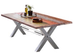 TABLES & CO Tisch 240x100 cm, Altholz bunt lackiert – Platte bunt, Gestell silber – Bild 4