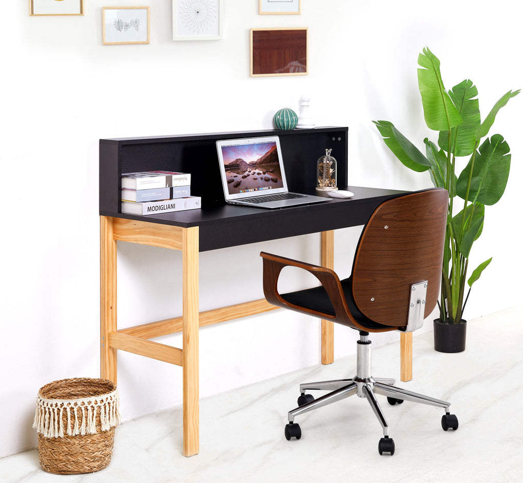 Möbilia - Schreibtisch 120x45x101 cm schwarz, natur
