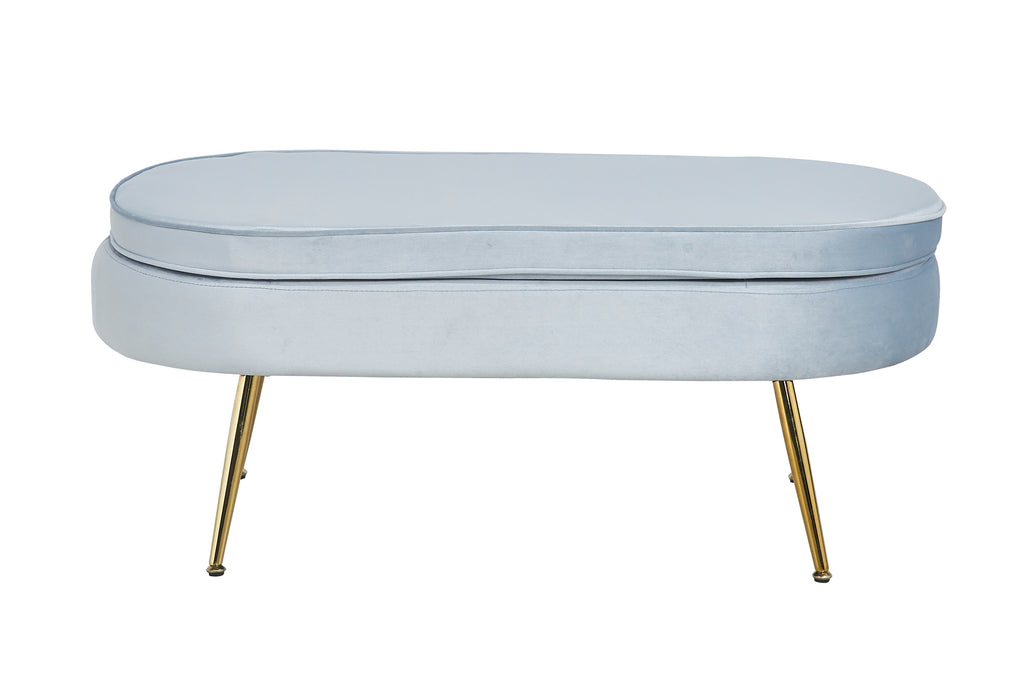 Sales Fever - Sitzpouf oval aus Samt Hellgrau