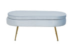 Sales Fever - Sitzpouf oval aus Samt Hellgrau