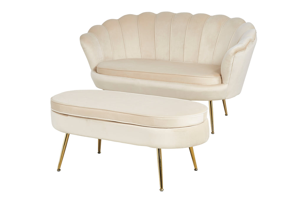 Sales Fever - Muschelsofa aus Samt Beige