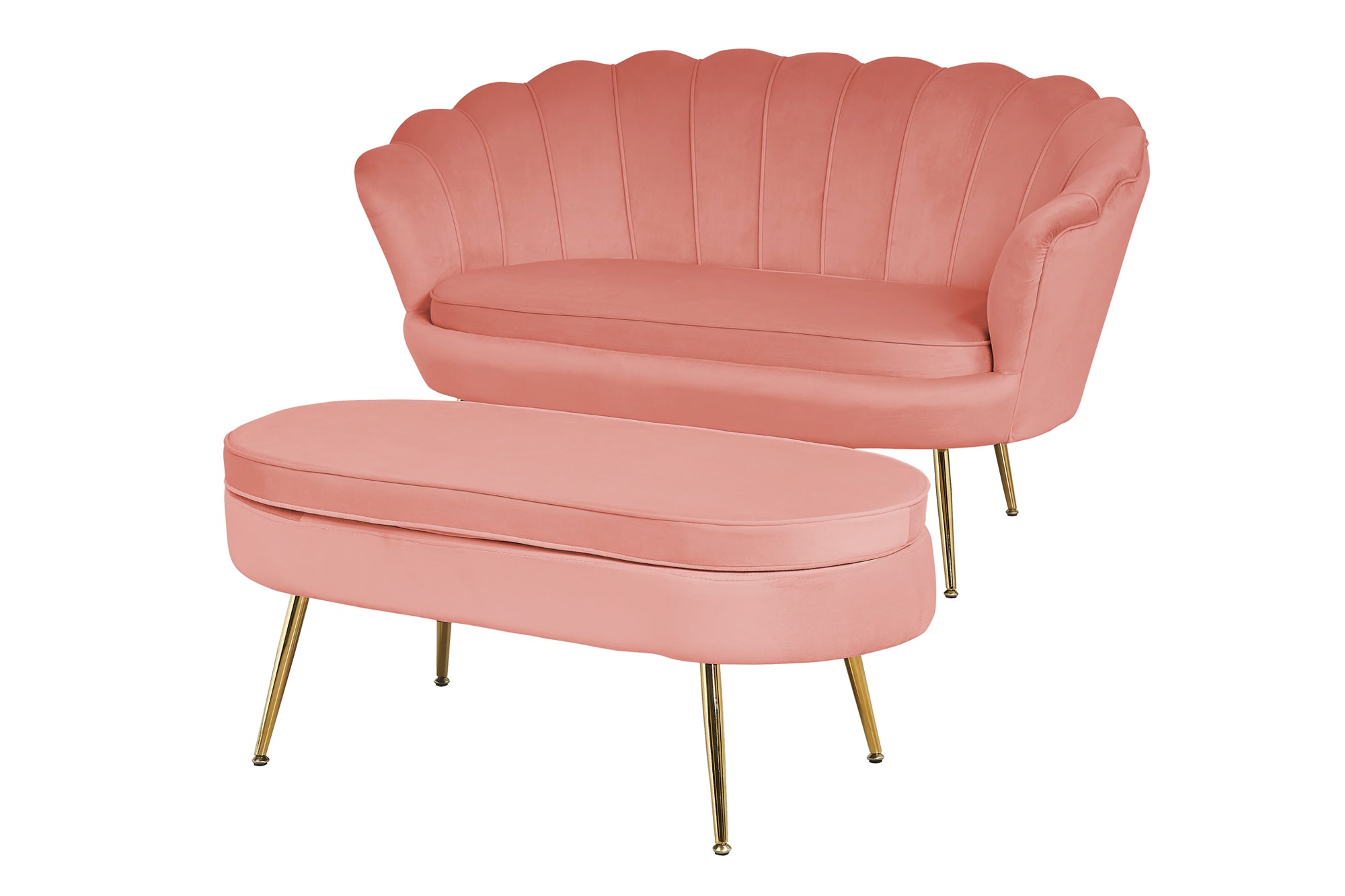 Sales Fever - Sitzpouf oval aus Samt Rose