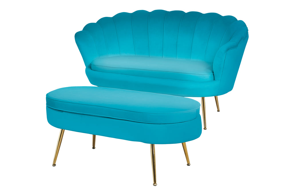 Sales Fever - Sitzpouf oval aus Samt Blau