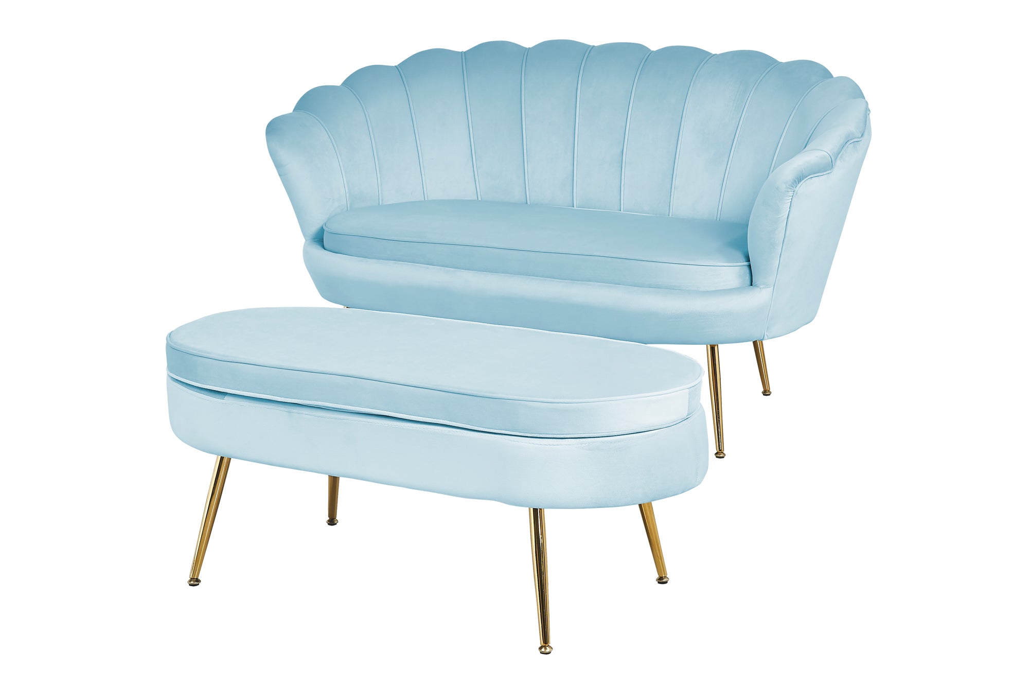 Sales Fever - Sitzpouf oval aus Samt Hellgrau