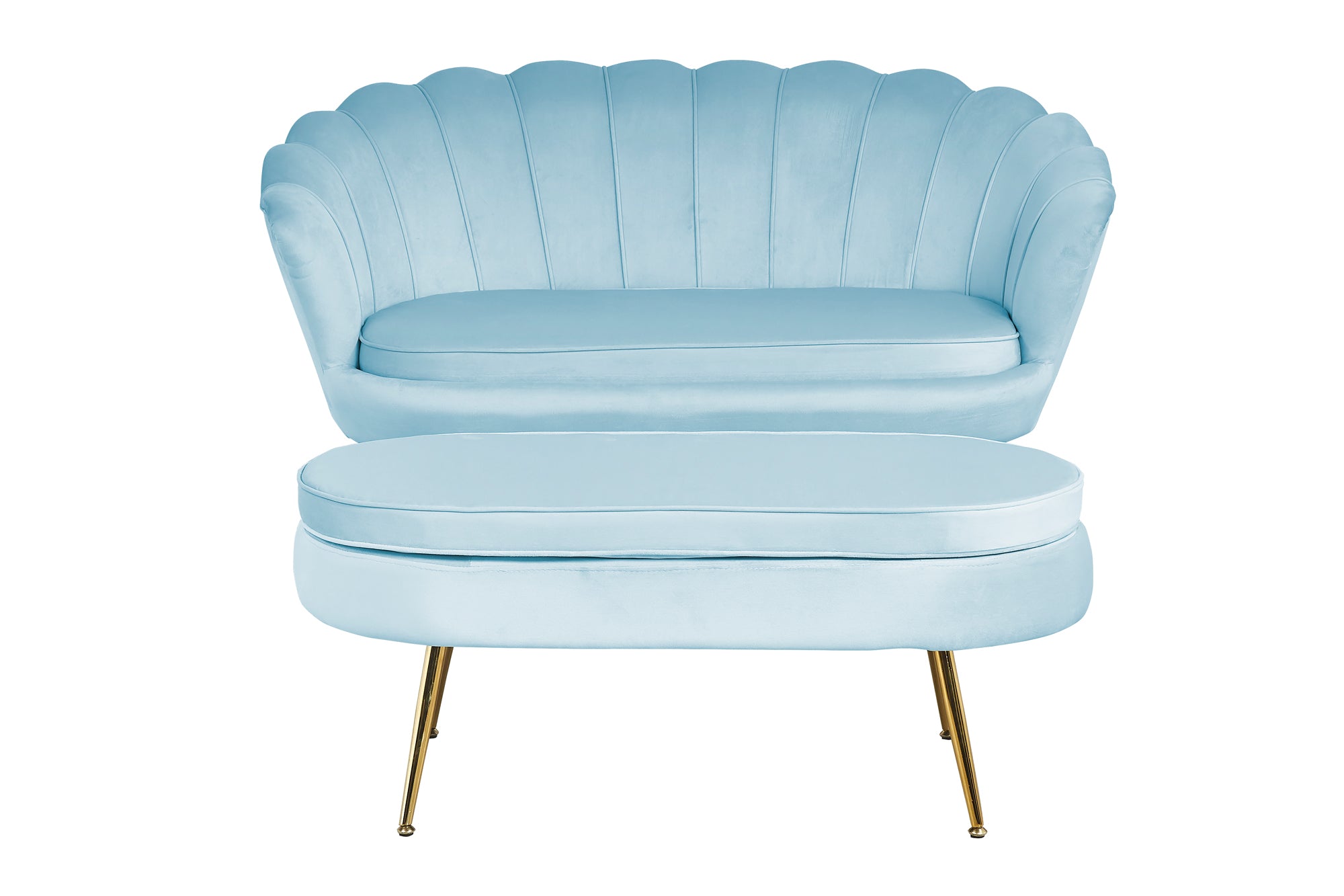 Sales Fever - Sitzpouf oval aus Samt Hellgrau