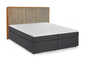 THIS & THAT Boxspringbett mit Rattan-Kopfteil – Dunkelgrau, natur