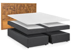THIS & THAT Boxspringbett mit Holz-Mosaik-Kopfteil – Dunkelgrau, natur – Bild 2