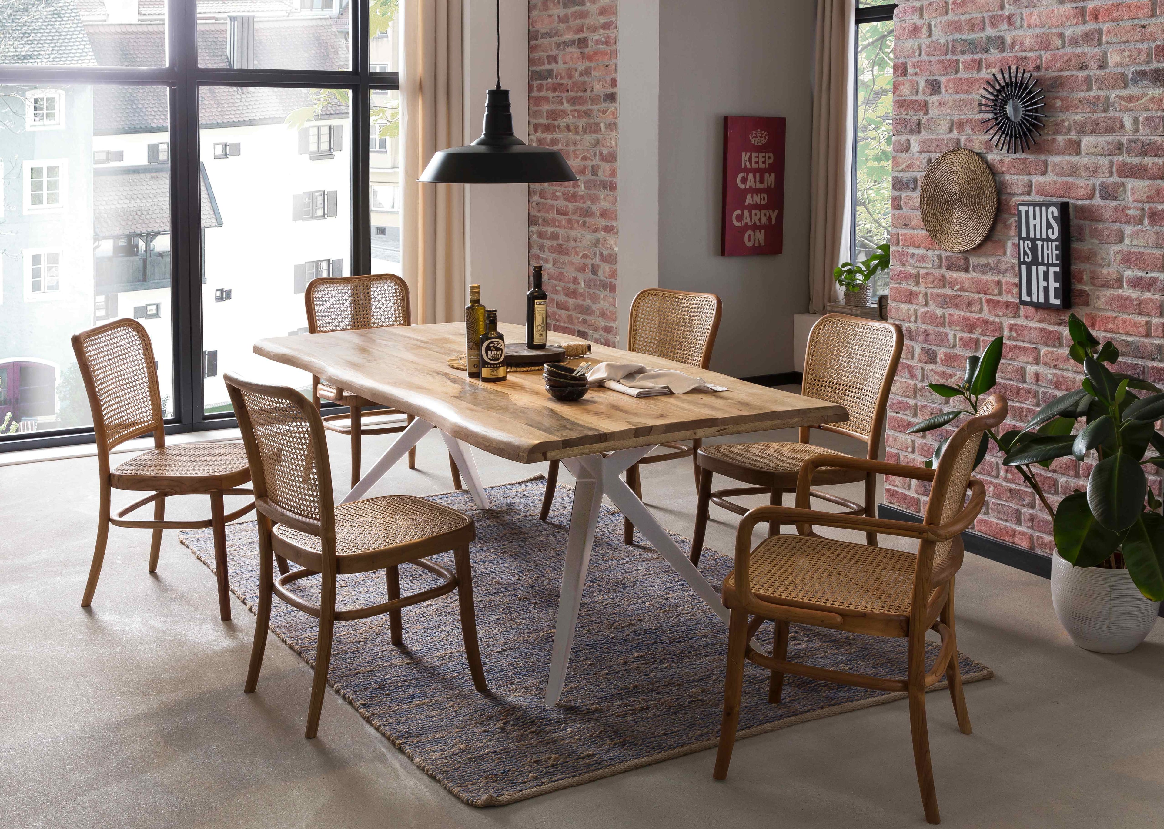 TABLES & CO Tisch 160x90 cm – Platte natur, Gestell antiksilbern – Bild 3