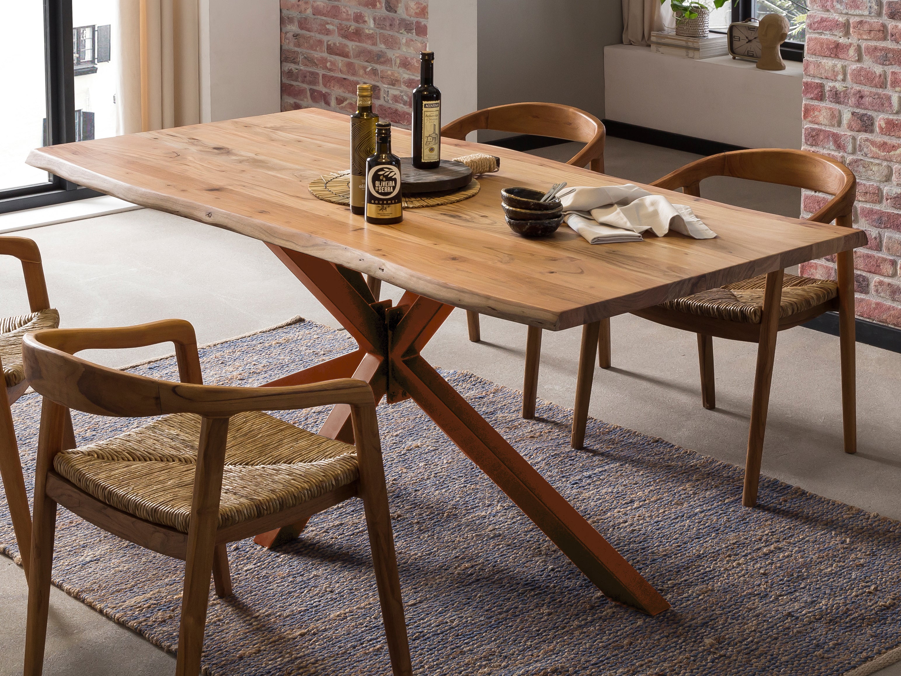 TABLES & CO Tisch 160x85 cm, Akazie natur – Platte natur, Gestell braun – Bild 3