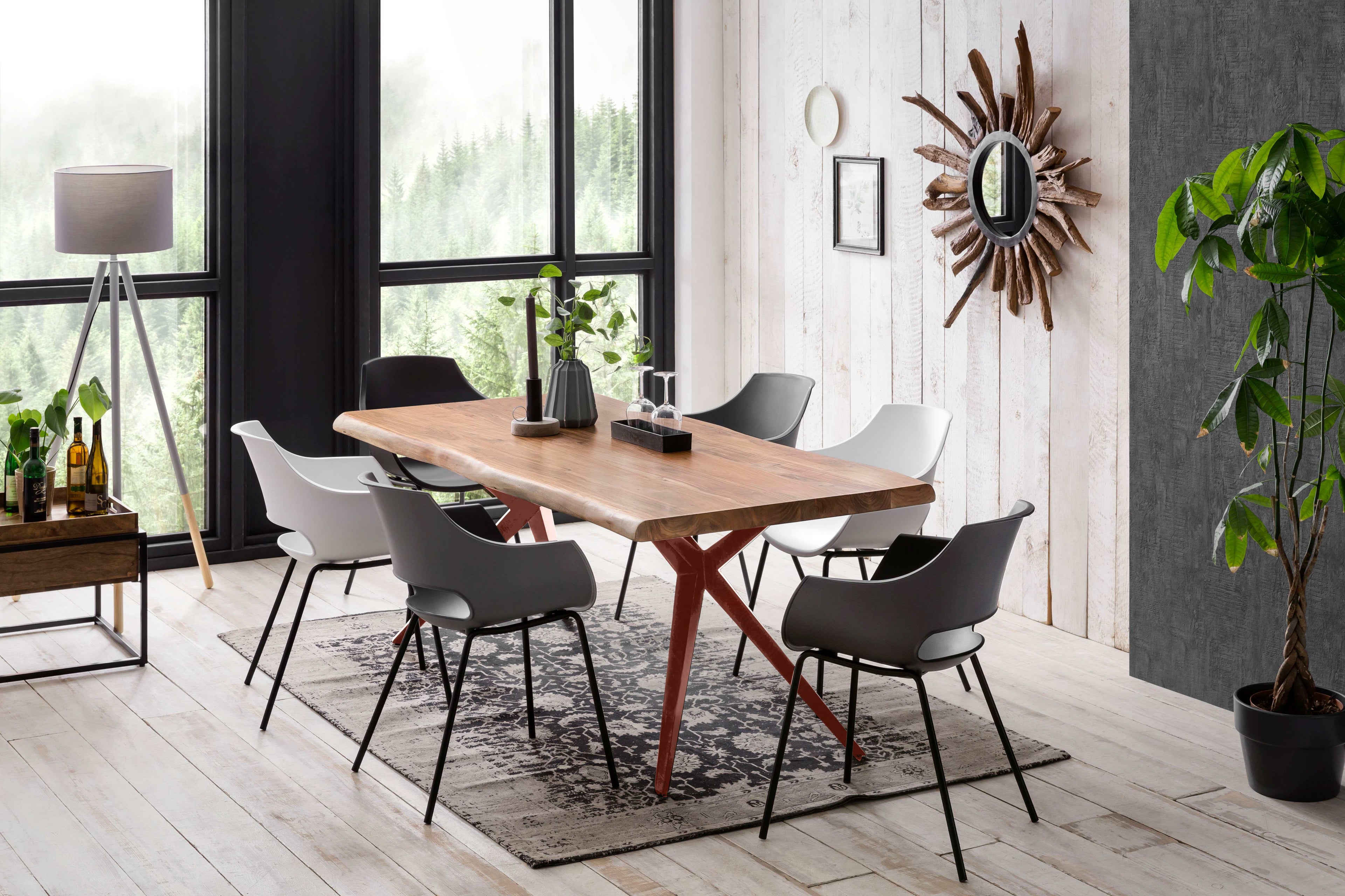 TABLES & CO Tisch 160x85 cm – Platte natur, Gestell antikbraun – Bild 6