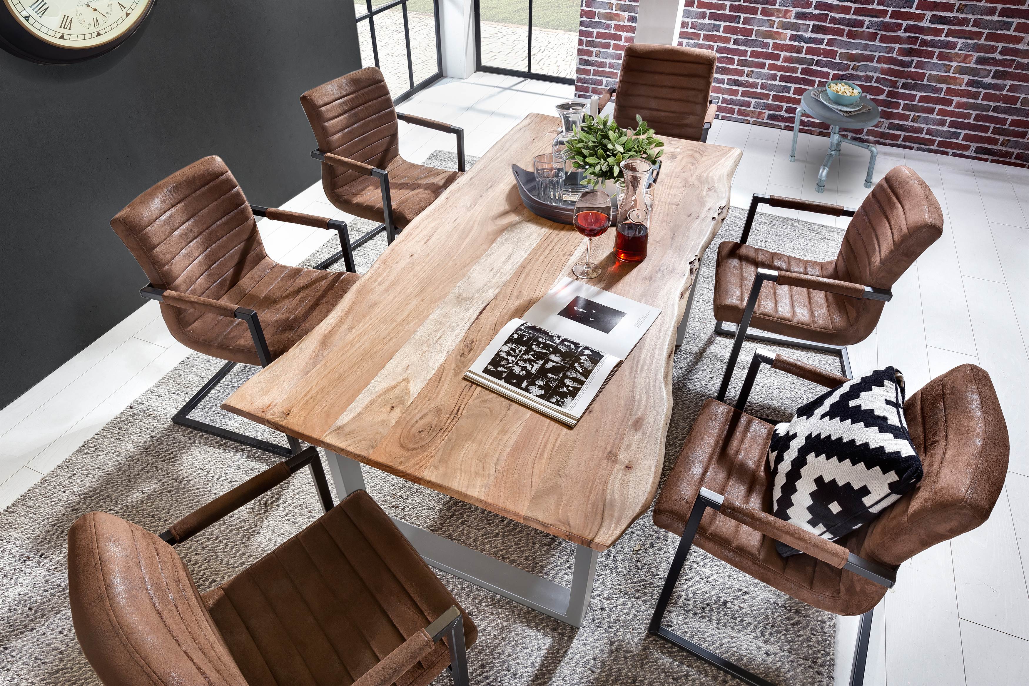 TABLES & CO Tisch 140 x 80 cm, Platte natur, Gestell silber – Bild 23