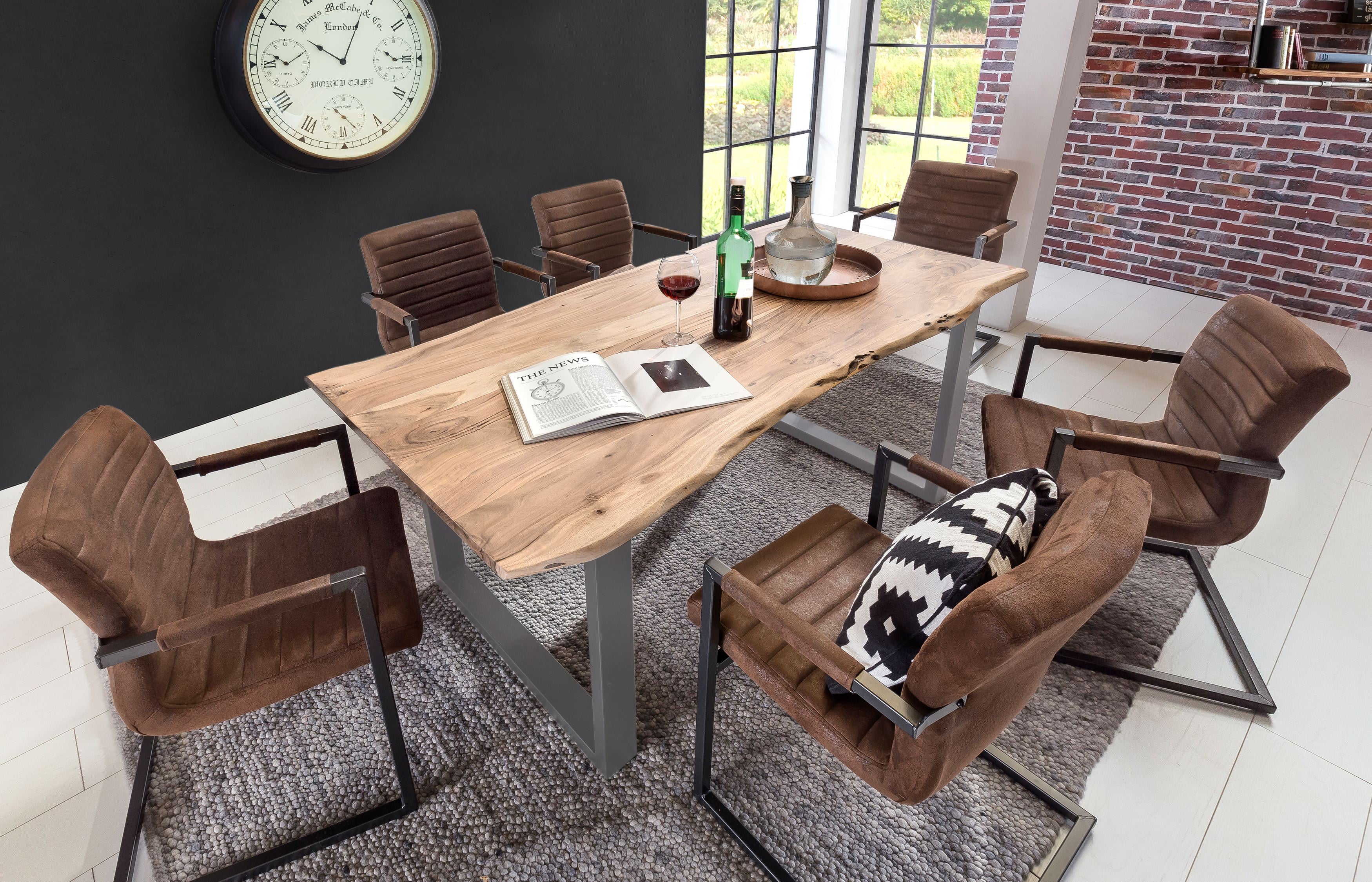 TABLES & CO Tisch 140 x 80 cm, Platte natur, Gestell silber – Bild 25