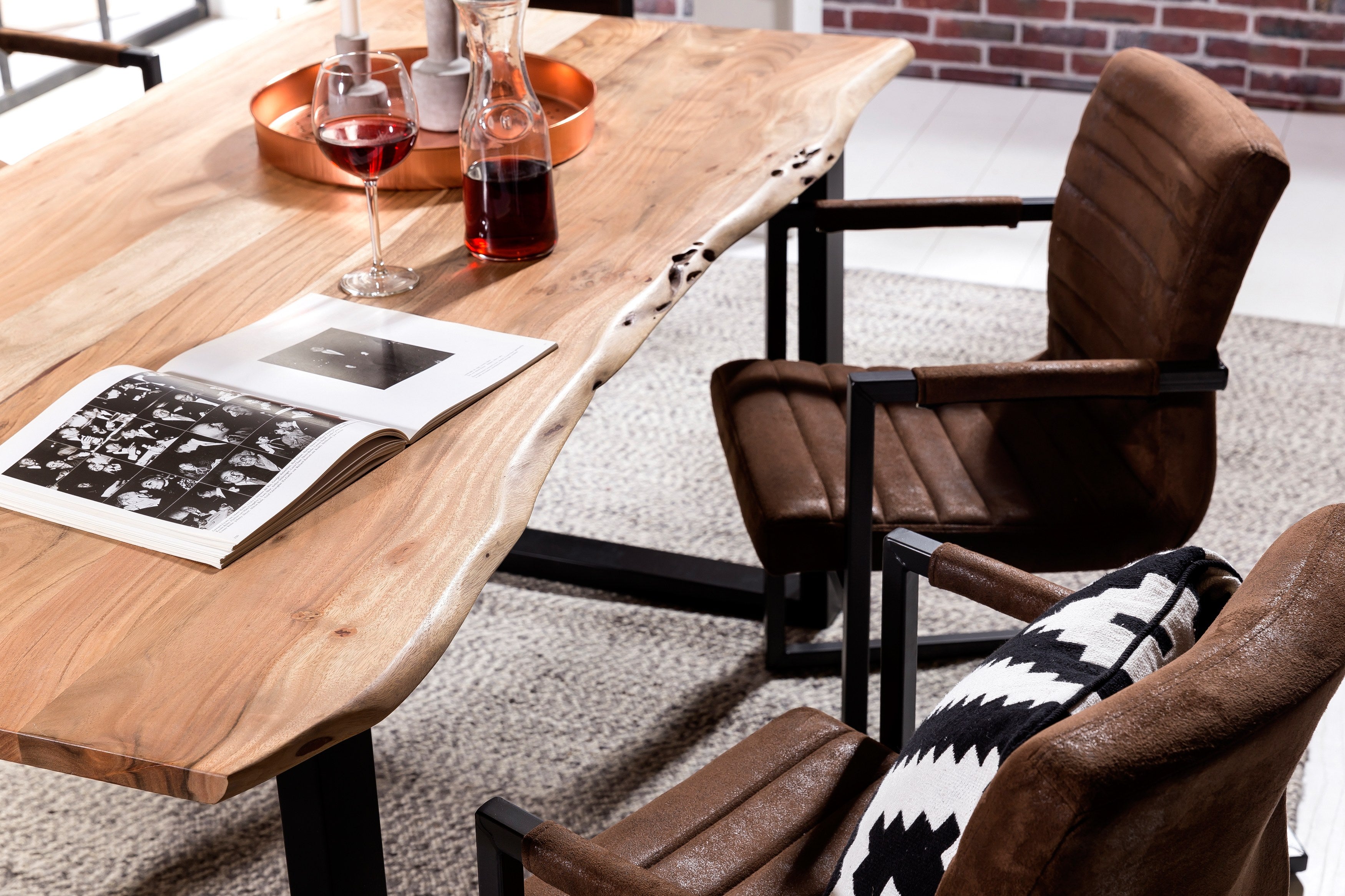 TABLES & CO Tisch 160x85 cm, Akazie natur, 36 mm – Platte natur, Gestell schwarz – Bild 17