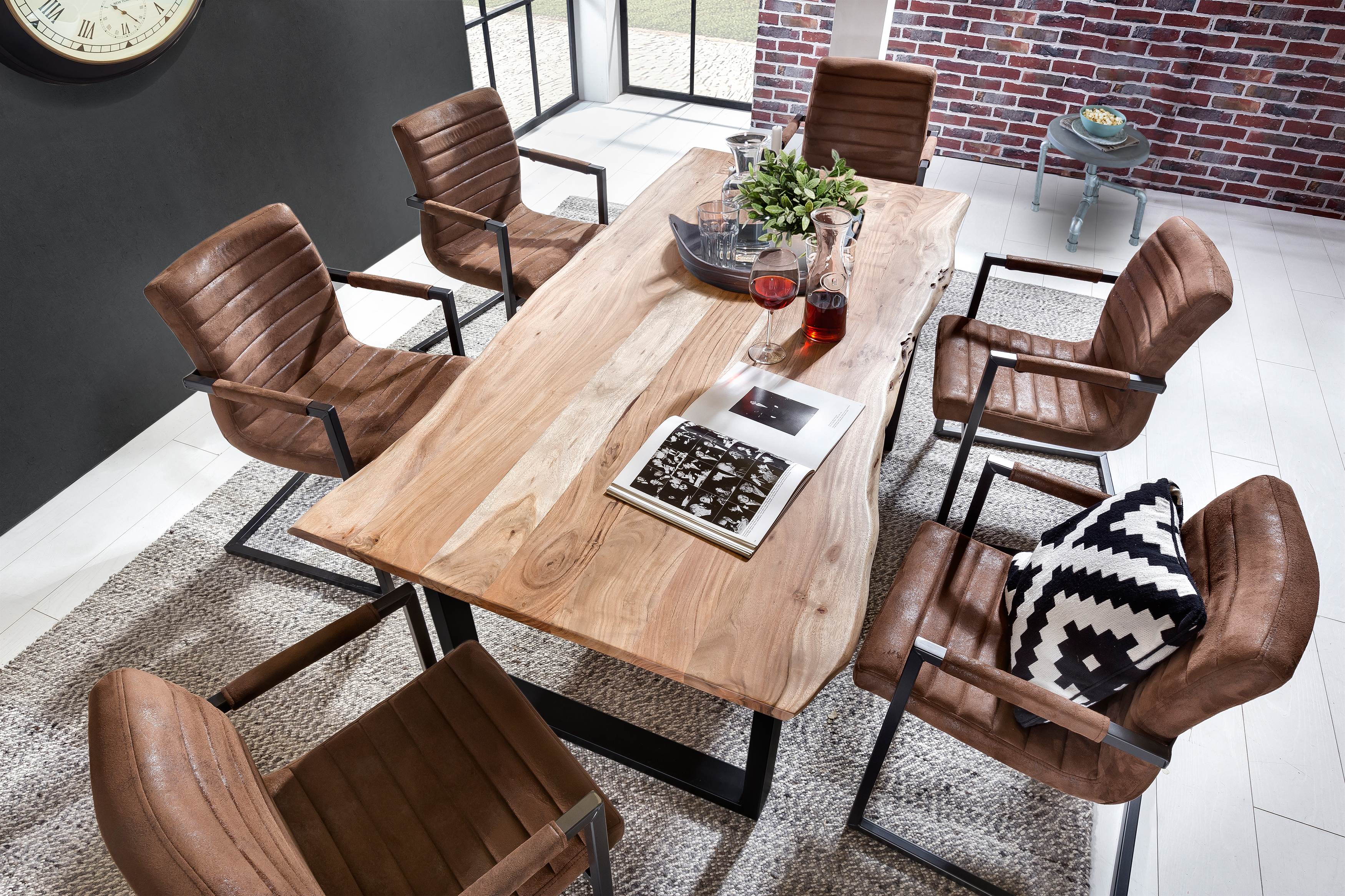 TABLES & CO Tisch 160x85 cm, Akazie natur, 36 mm – Platte natur, Gestell schwarz – Bild 18