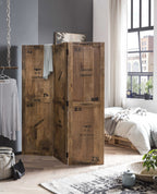 RUSTIC Paravent – Natur antik mit antikschwarzen Beschlägen – Bild 7