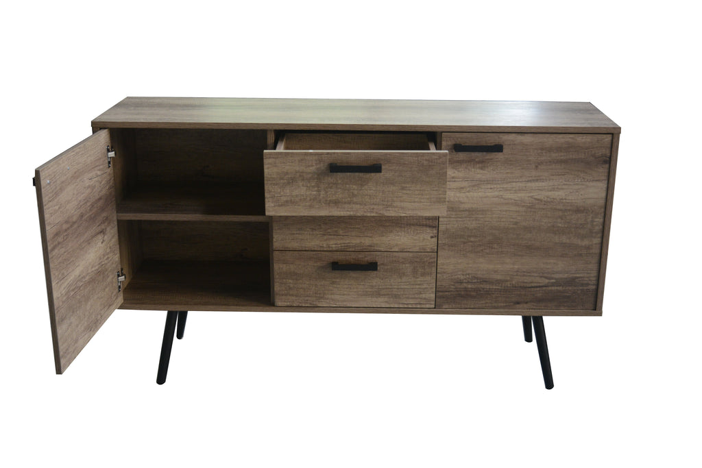 Möbilia - Sideboard 150x39,5x84 cm braun, schwarz
