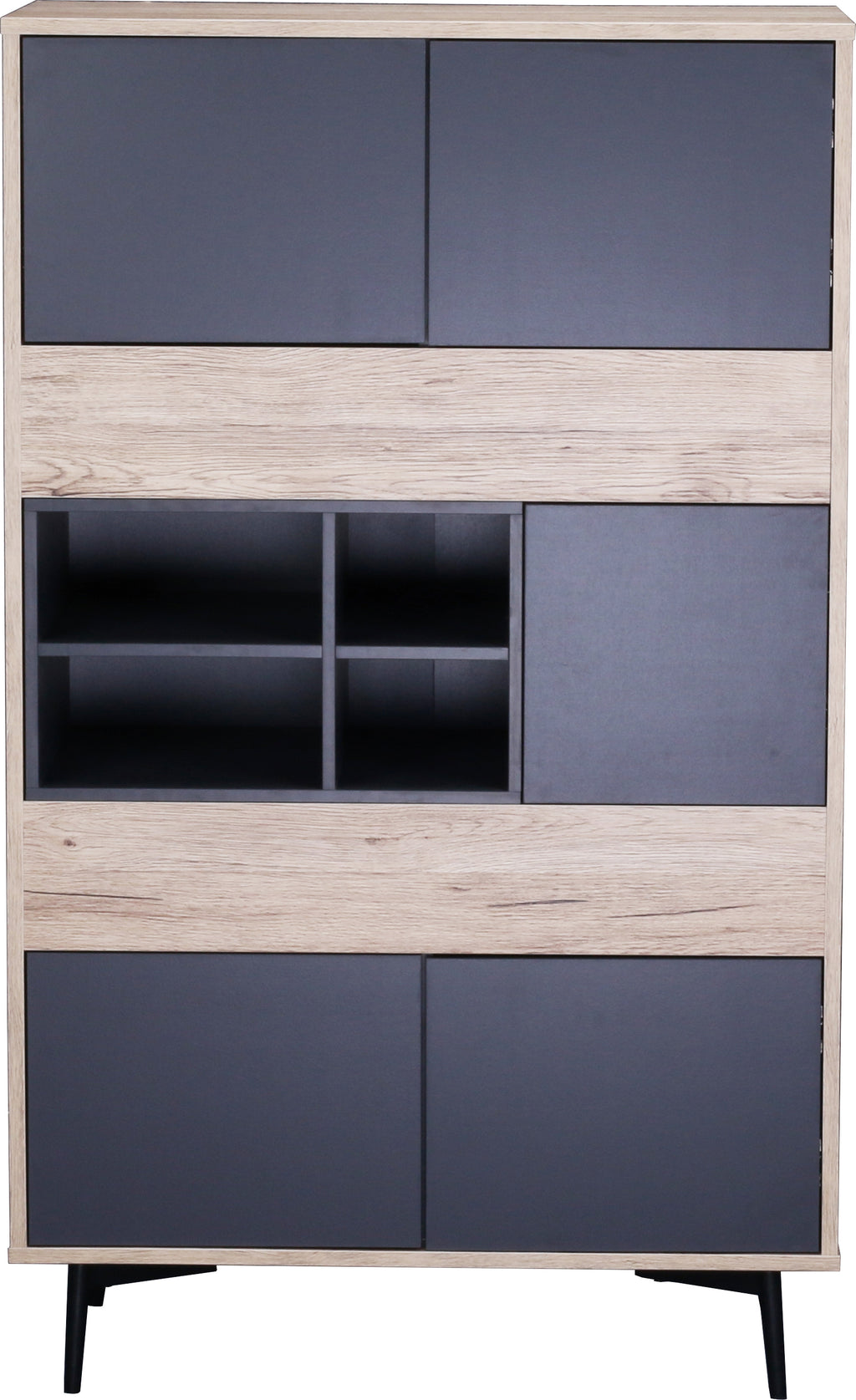 Möbilia - Highboard 78x39x130 cm anthrazit, natur