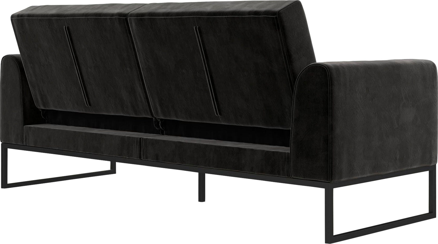 Schlafsofa 3-Sitzer Velour Schwarz