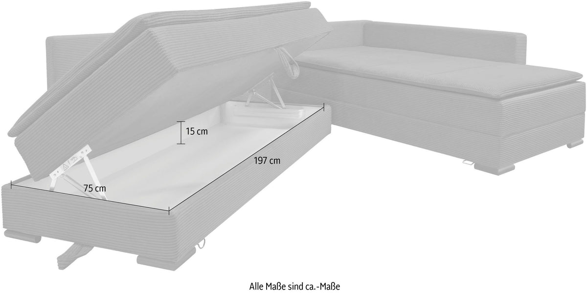 Ecksofa Night & Day L-Form, B: 321 cm, mit Dauer-Schlaffunktion
