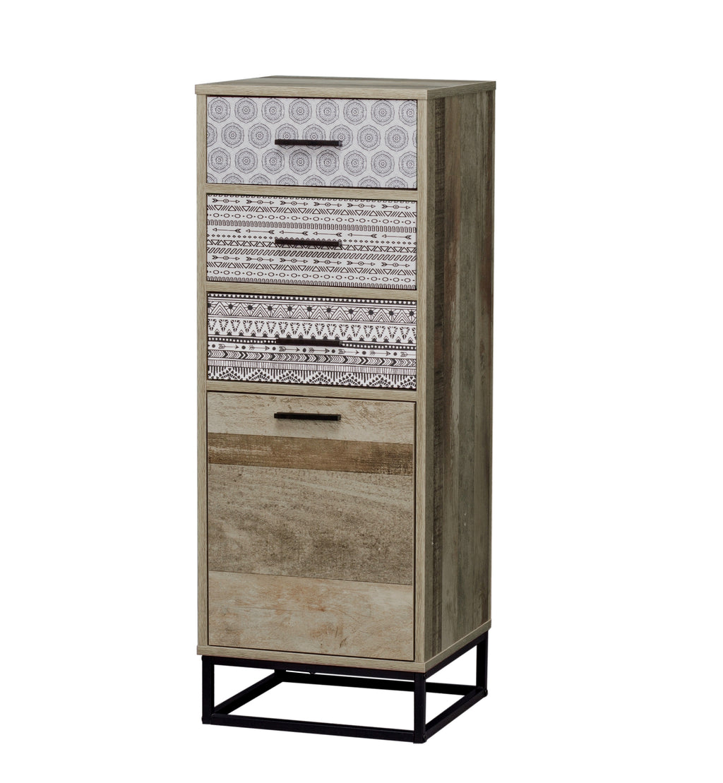 Möbilia - Kommode 39,5x38x106 cm natur, schwarz, weiß