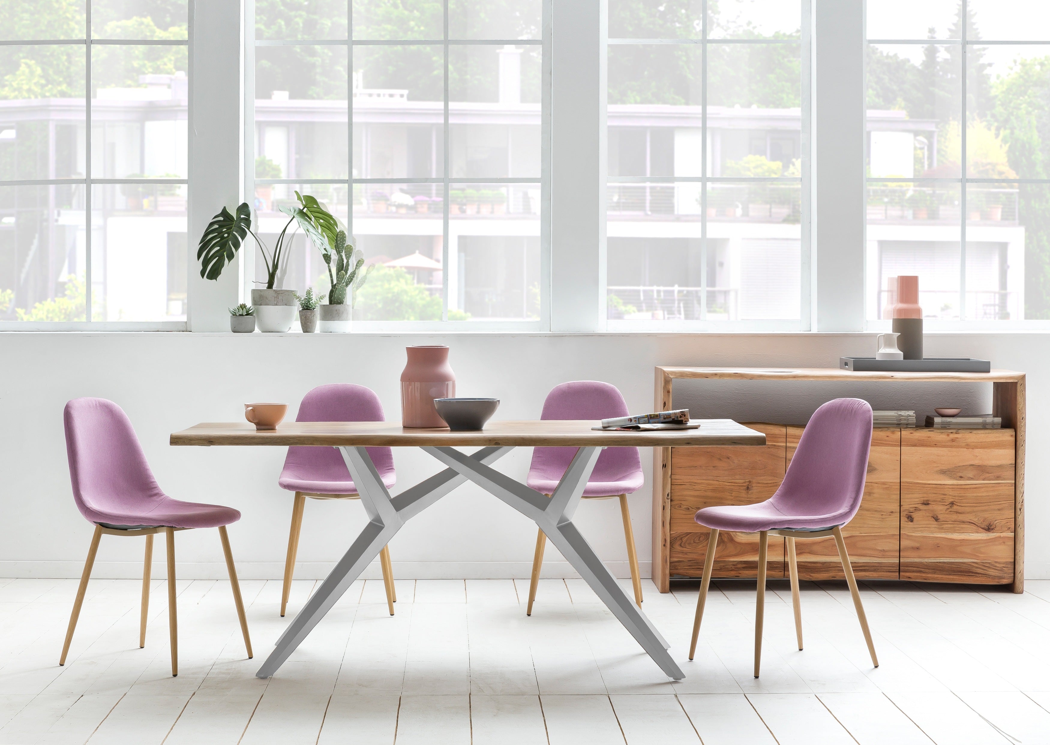 TABLES & CO Tisch 200x100 cm – Platte natur, Gestell antiksilber – Bild 2