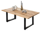TABLES & CO Tisch 180x100 cm – Platte natur, Gestell antikschwarz