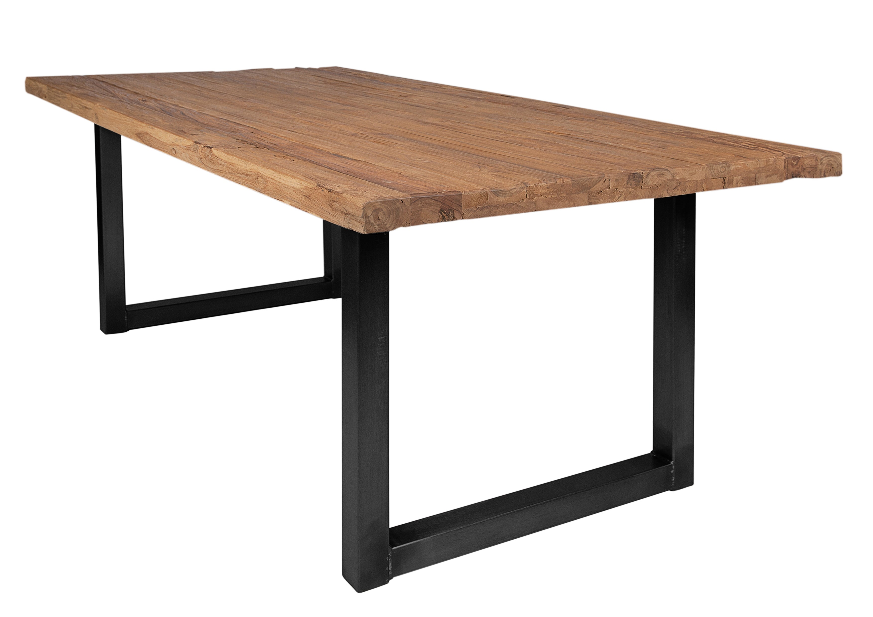 TABLES & CO Tisch 180x100 cm, recyceltes Teak natur – Platte natur, Gestell schwarz – Bild 5