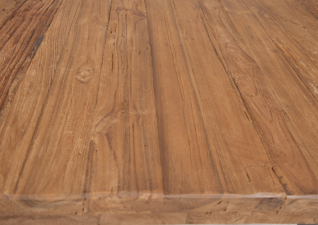 TABLES & CO Tisch 240x100 cm, recyceltes Teak natur – Platte natur, Gestell schwarz – Bild 6