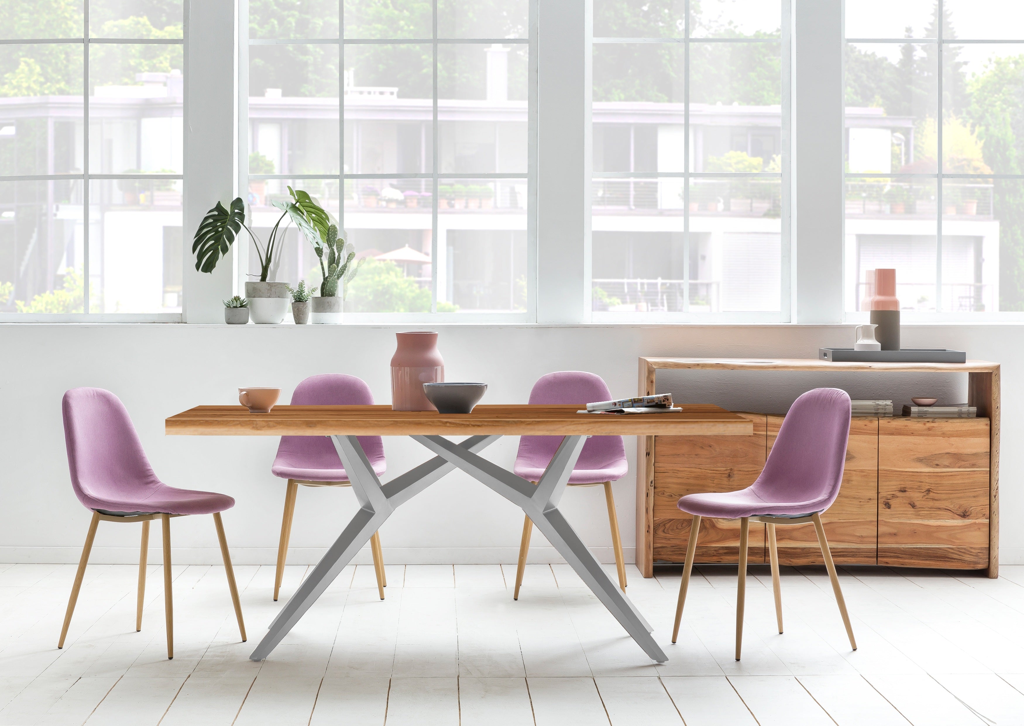 TABLES & CO Tisch 180x100 cm – Platte natur, Gestell antiksilber – Bild 11