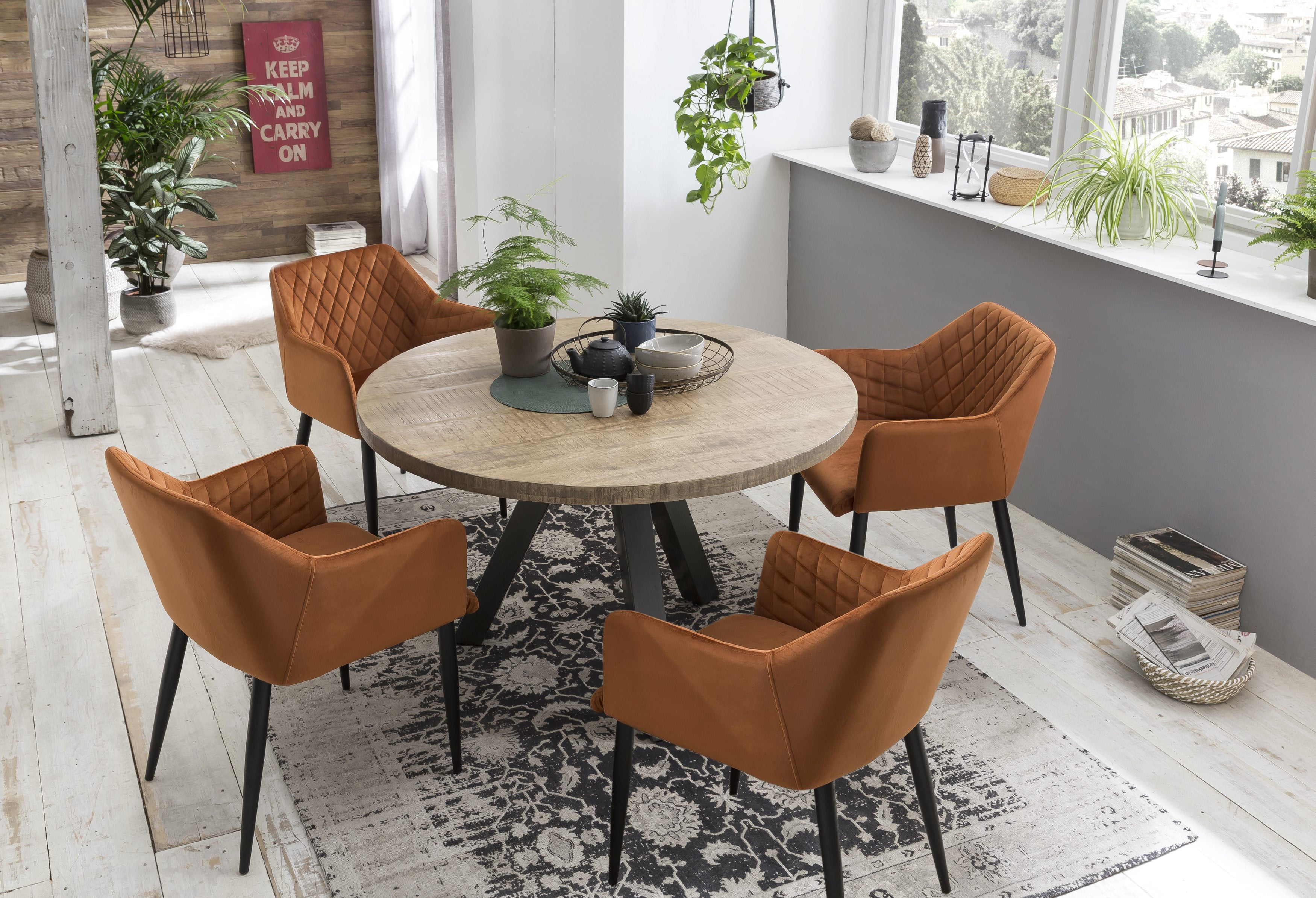 TABLES & CO Tisch 120x120 cm – Platte natur, Beine Gun Metal-grau – Bild 4